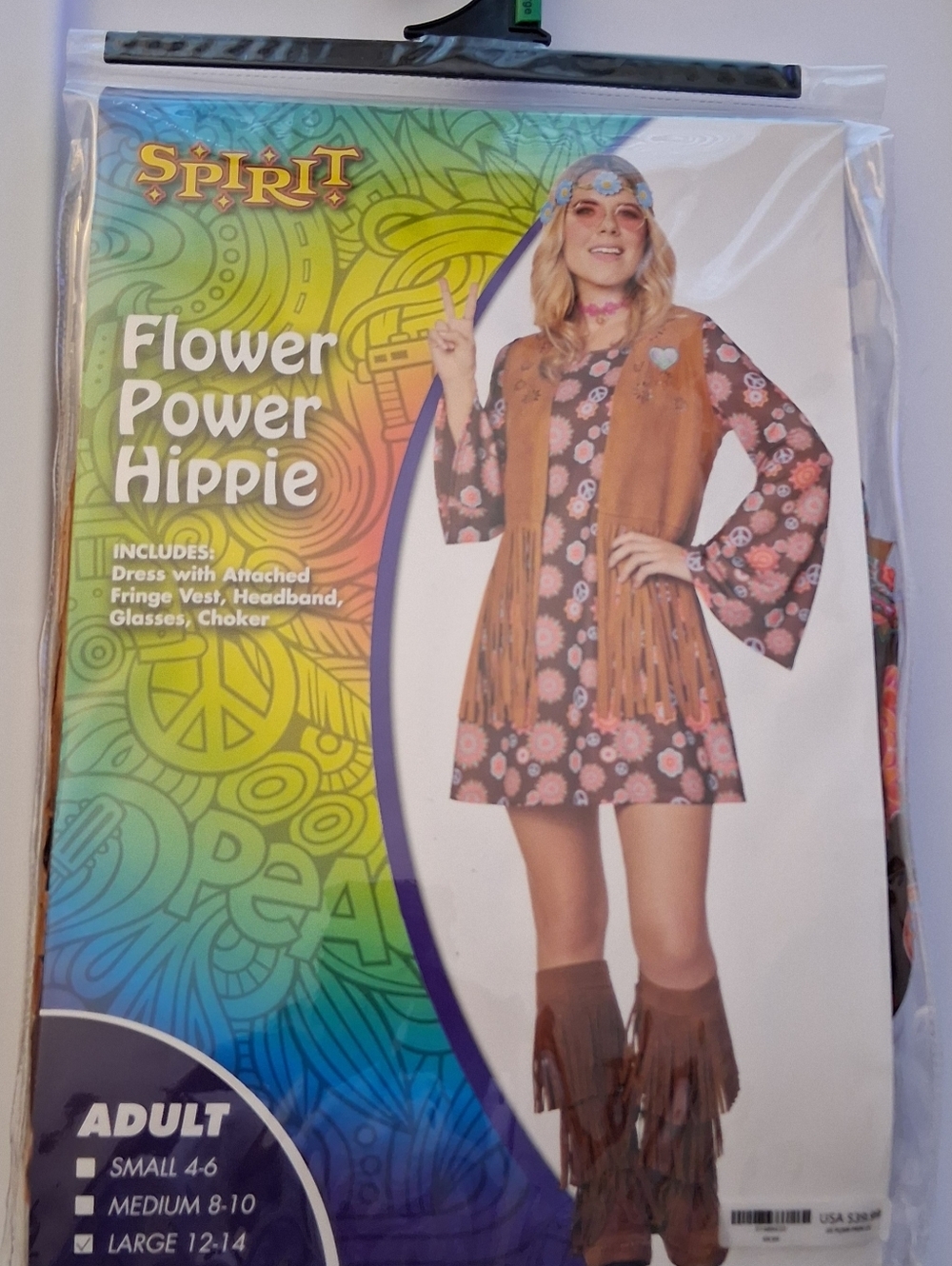 Spirit Flower Power Hippie Costume – Brown, Pink